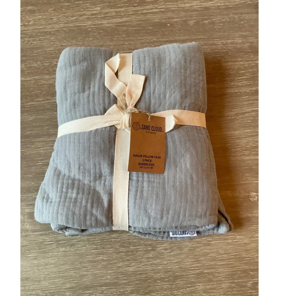 Sand Cloud Gauze Pillow Case 2 Pack Grey Queen New With Tags